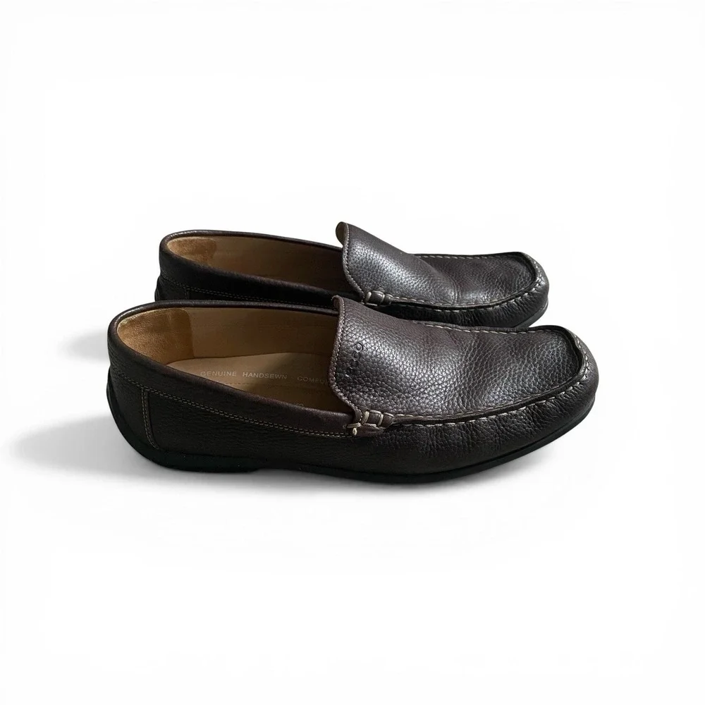 Ecco Driving Loafers Moccasins Men Sz 12  EU 46 Brown Pebbled Leather Comfort